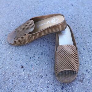 Jeffrey Campbell Havana Gold Jelly Platform Slides Size 8 Sandals Y2K Festival